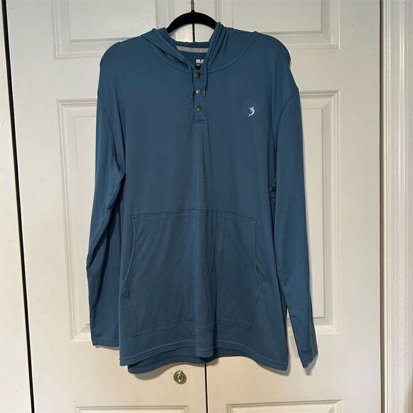 Reel Legends Men's XL Blue Hooded Long Sleeve Pullover with Kangaroo Pocket - Picture 1 of 9